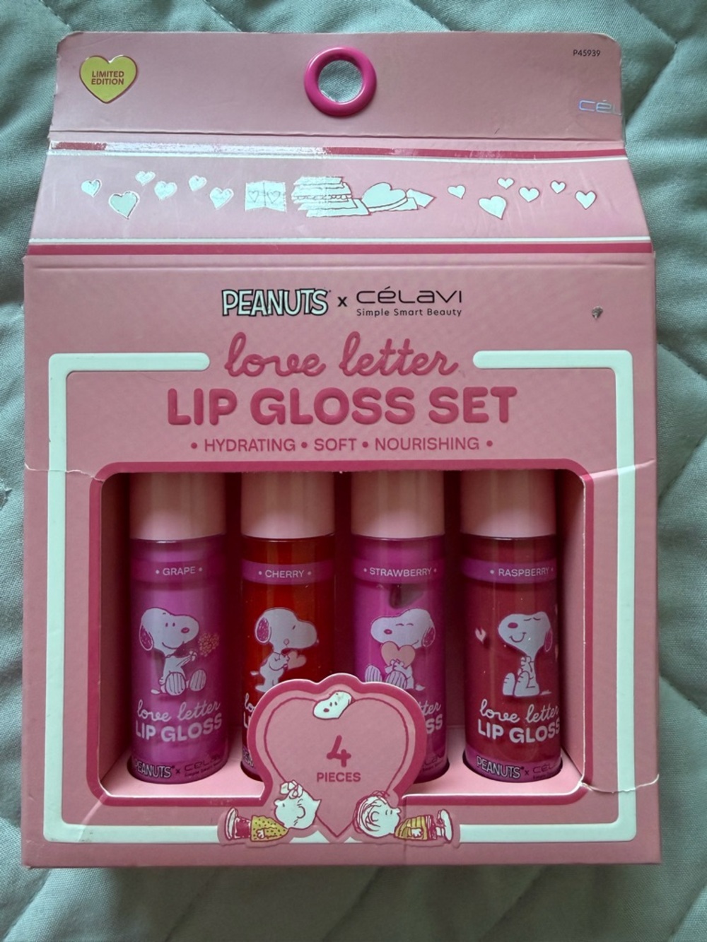 Peanuts x Célavi Love Letter Lip Gloss 4 piece Set